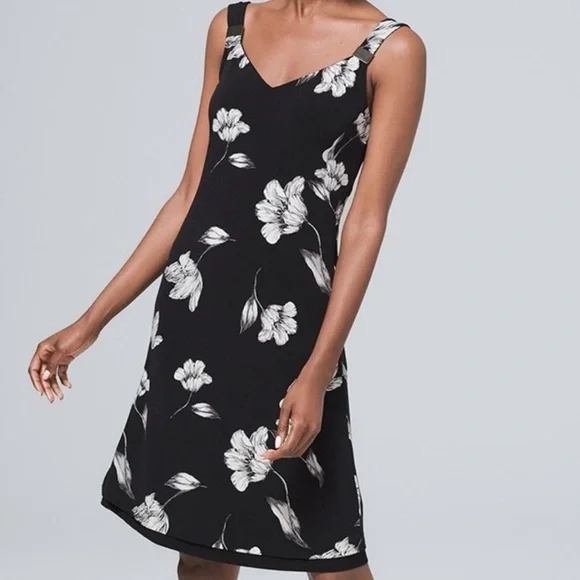 WHITE HOUSE BLACK MARKET NWT Sleeveless Floral Reversible Tank Dress L - Picture 3 of 12
